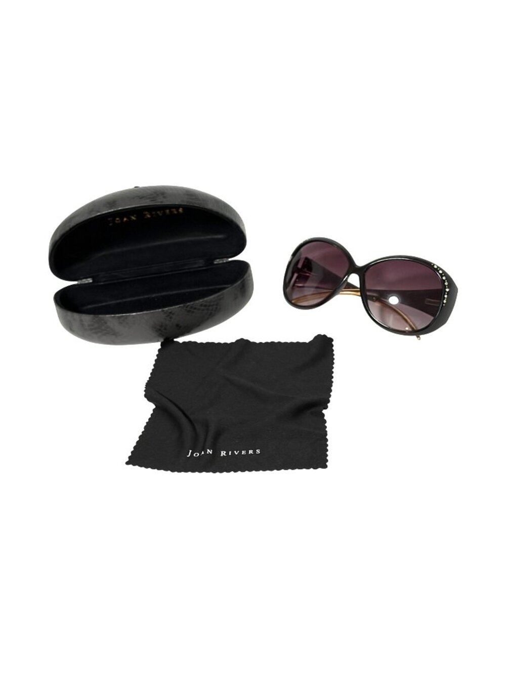 Vintage Joan Rivers Womens Sunglasses One Size Large Rim Gray Black Snake Print